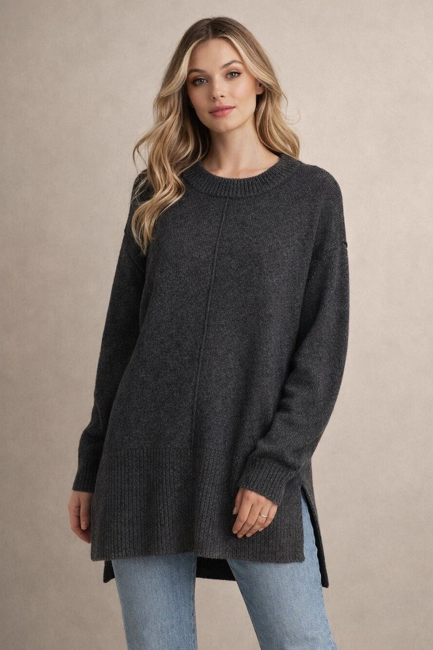Autumn Cashmere Wool Charcoal Gray Side Slit Tunic Sweater size XL Revolve $348